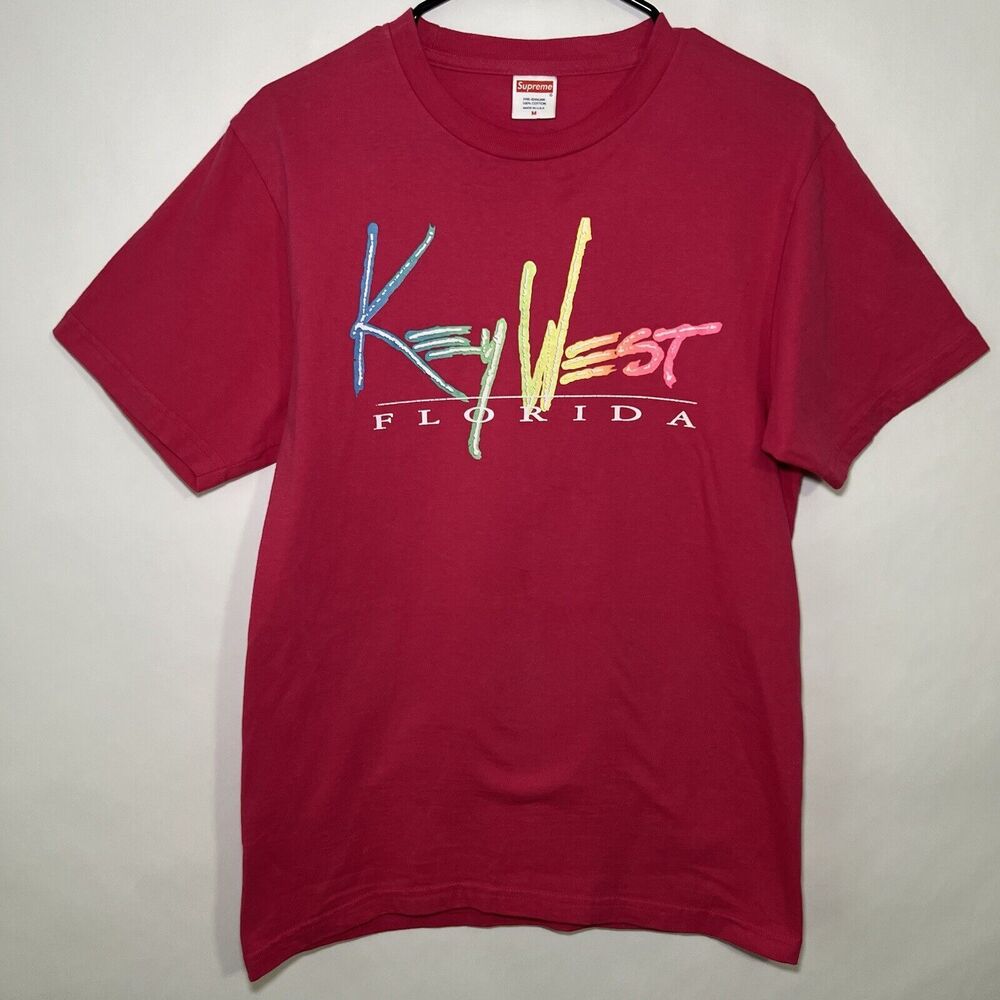 Supreme Key West Florida T Shirt Womens Size Medium Pink Colorful Graphic SS